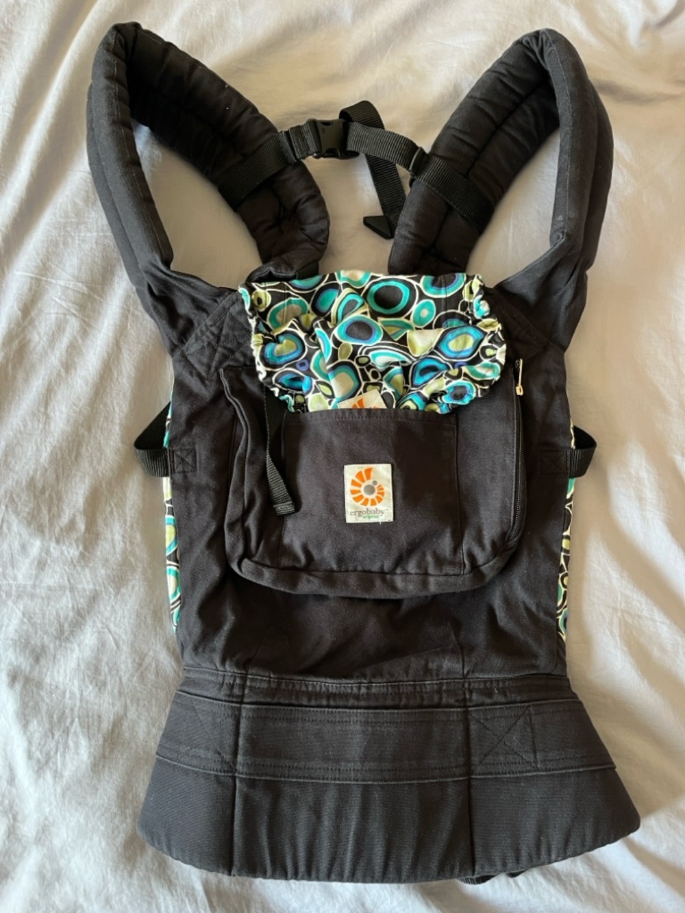 Ergobaby Black Carrier with Teal Pattern